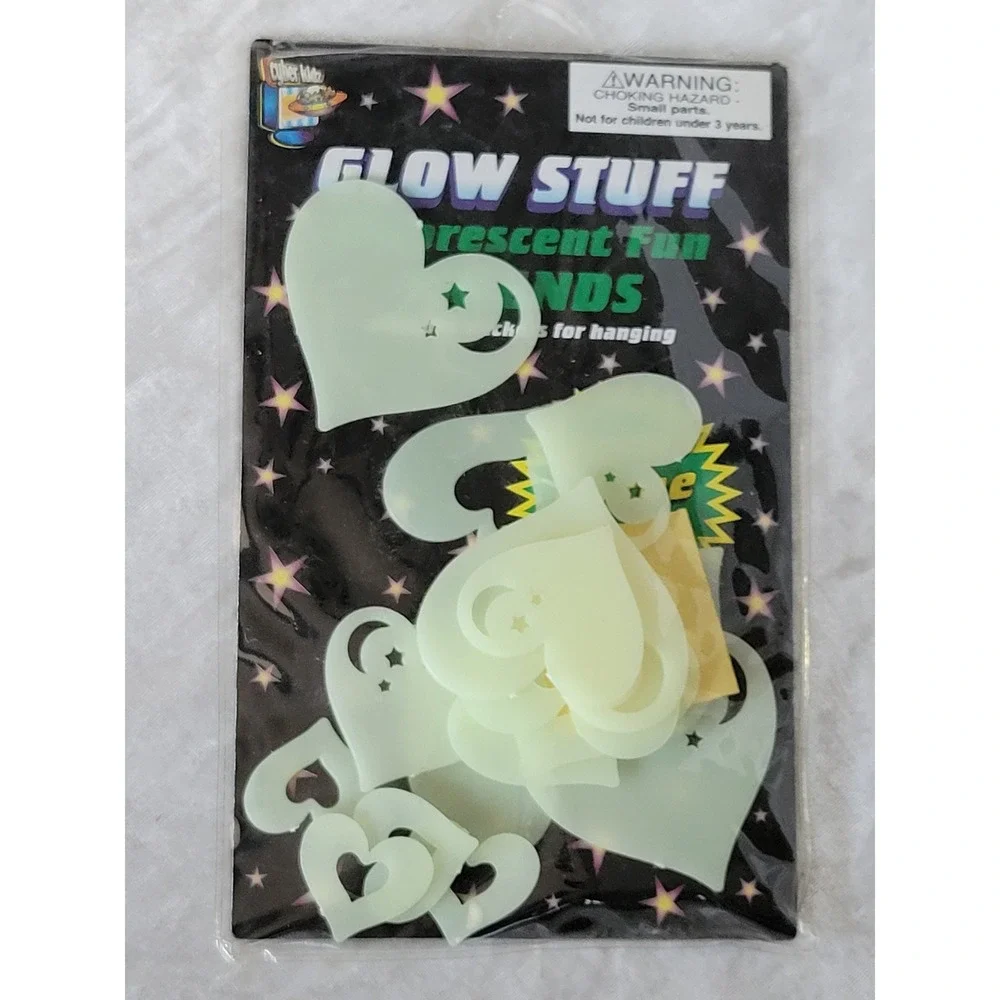 Vtg Y2K Glow In The Dark Flowers & Hearts For Wall/Ceiling Cyberkidz 3 Pack